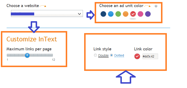 customization options for Infolinks in text ad format