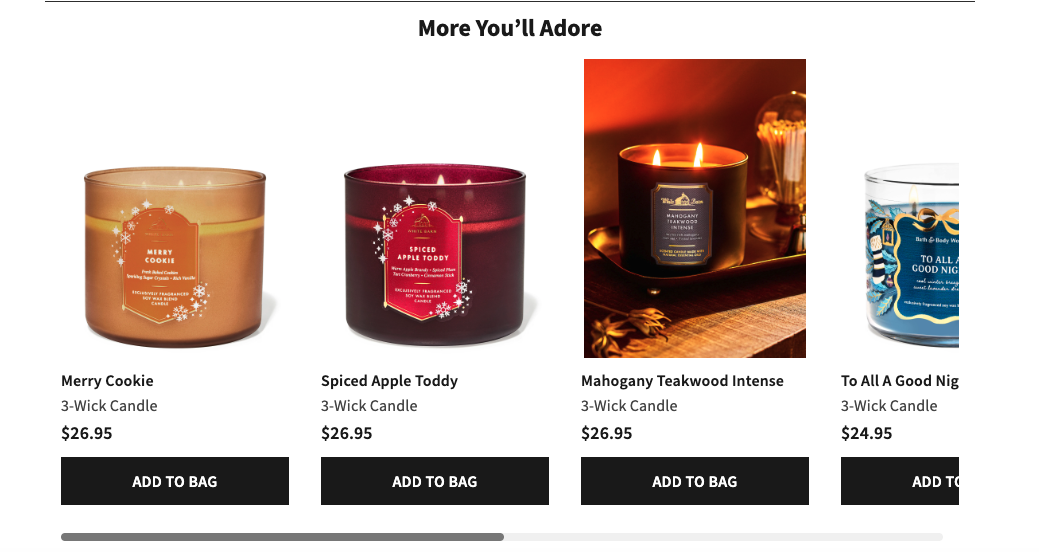 Candle ecommerce product pages