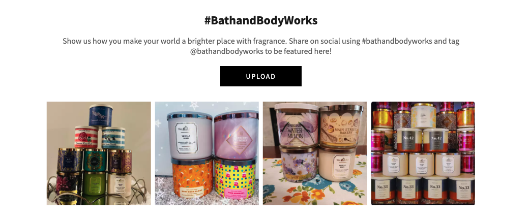 Bath & BodyWorks Candle products page