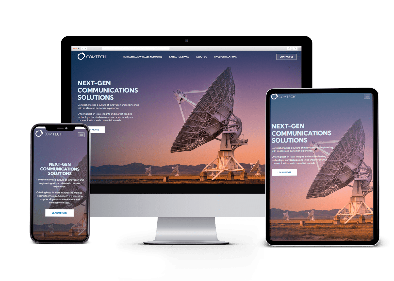 ComTech website as part of marketing for tech companies/