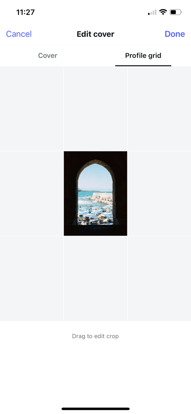 edit cover profile grid