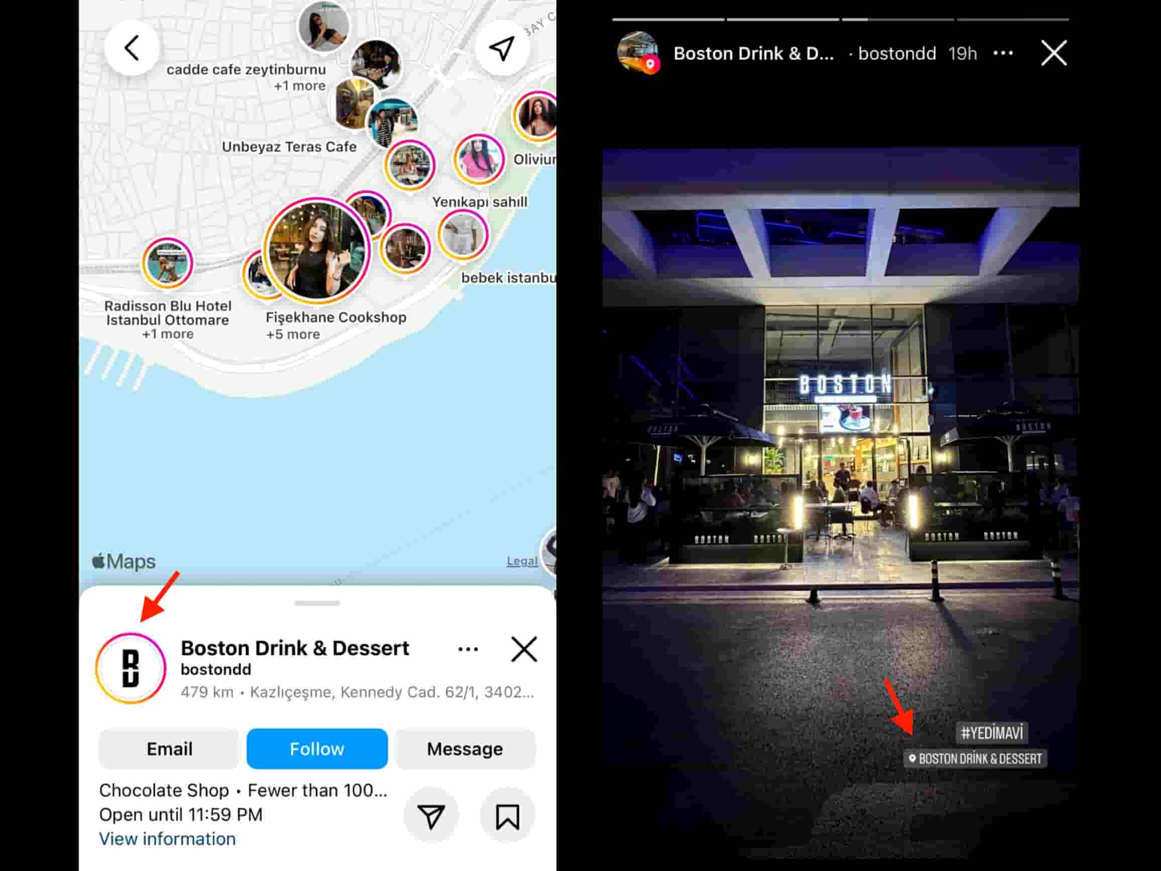 Screenshot of Instagram's geotagging feature