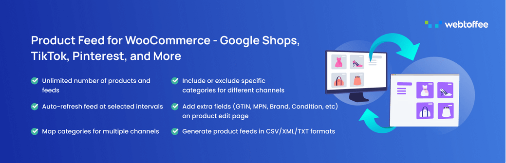 Product Feed Plugin for WooCommerce helps you with Google Shops, TikTok, Pinterest, and more