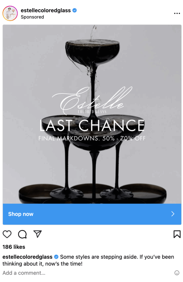 Estelle Colored Glass Instagram Sponsored ad