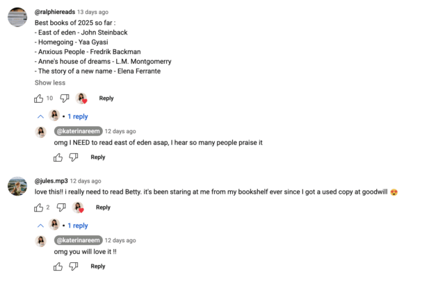 book YouTuber comment replies boost engagement