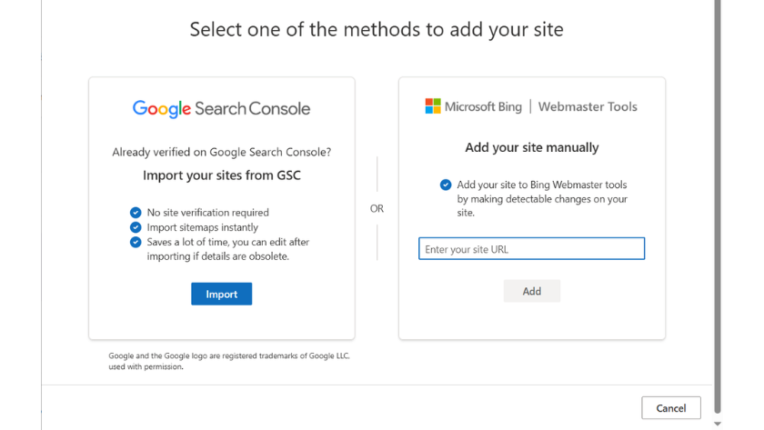 bing webmaster tools screenshot add your site | Diversifying Your SEO Strategy: A Practical Guide to Bing Webmaster Tools for Pet Businesses