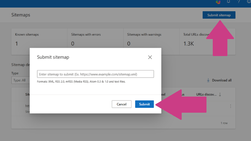 bing webmaster tools screenshot submit a sitemap | Diversifying Your SEO Strategy: A Practical Guide to Bing Webmaster Tools for Pet Businesses