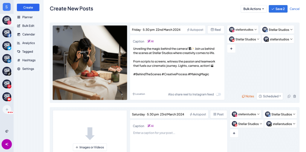 bulk post content to multiple platforms at once