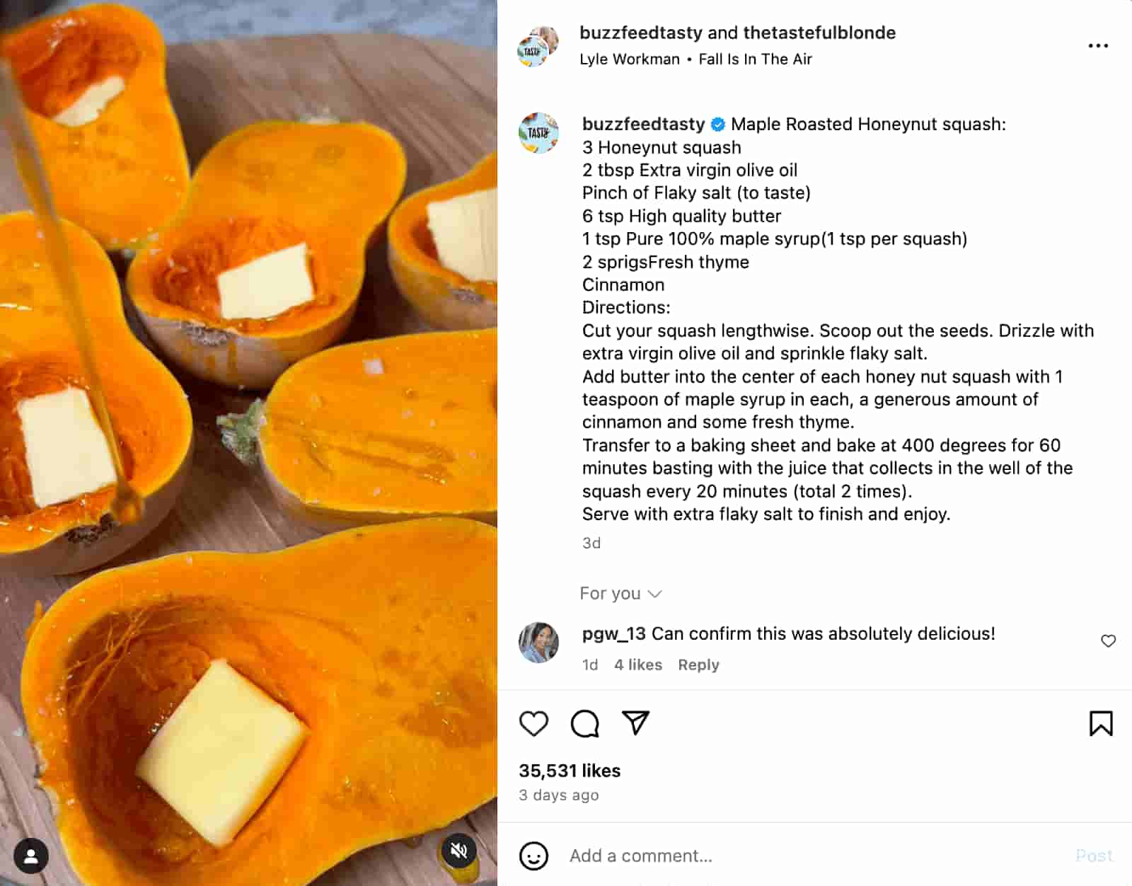 An Instagram collaboration between Buzzfeed Tasty and Sherri Davidson (thetastefulblonde)