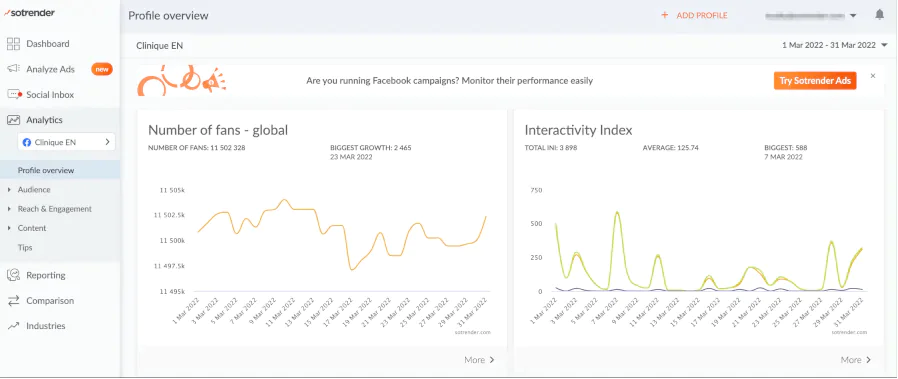 Sotrender - social media analytics tool