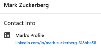 Mark Zuckerberg's LinkedIN profile URL