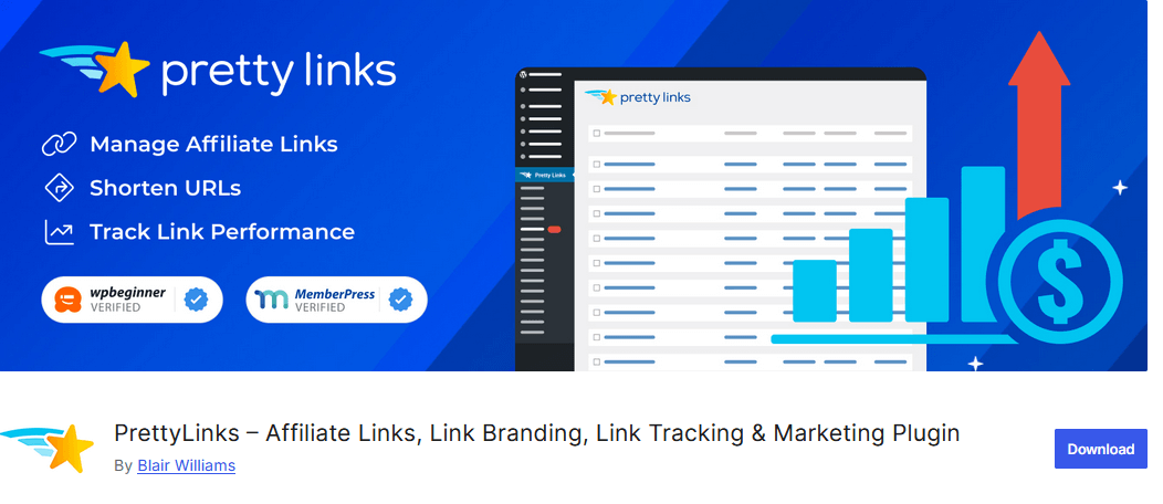 Use pretty links to Manage Affiliate Links, Shorten URLs and track link performance